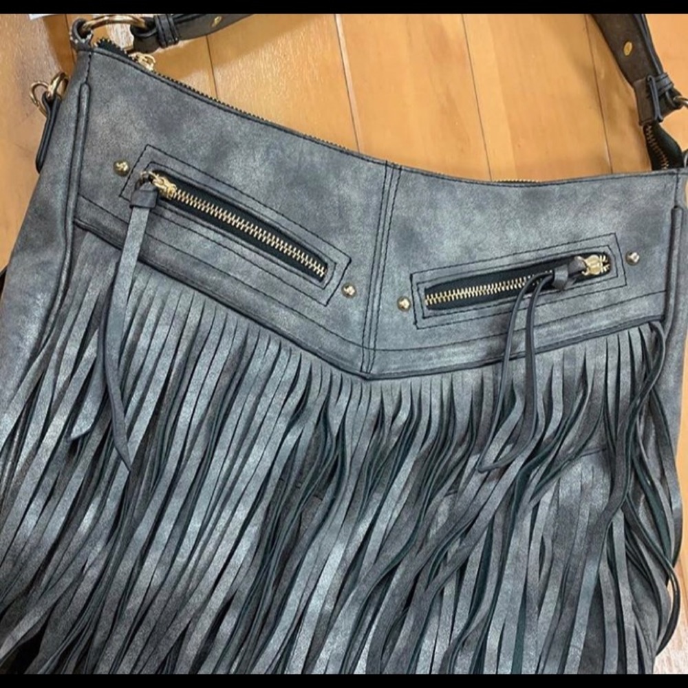 Vegan leather fringe bag